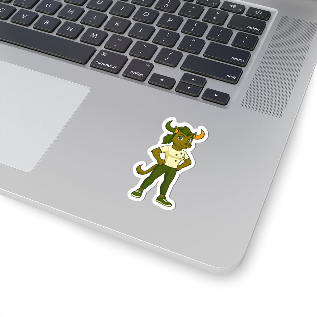 Playful Bull Mascot Kiss-Cut Stickers for Personalizing Laptops & More
