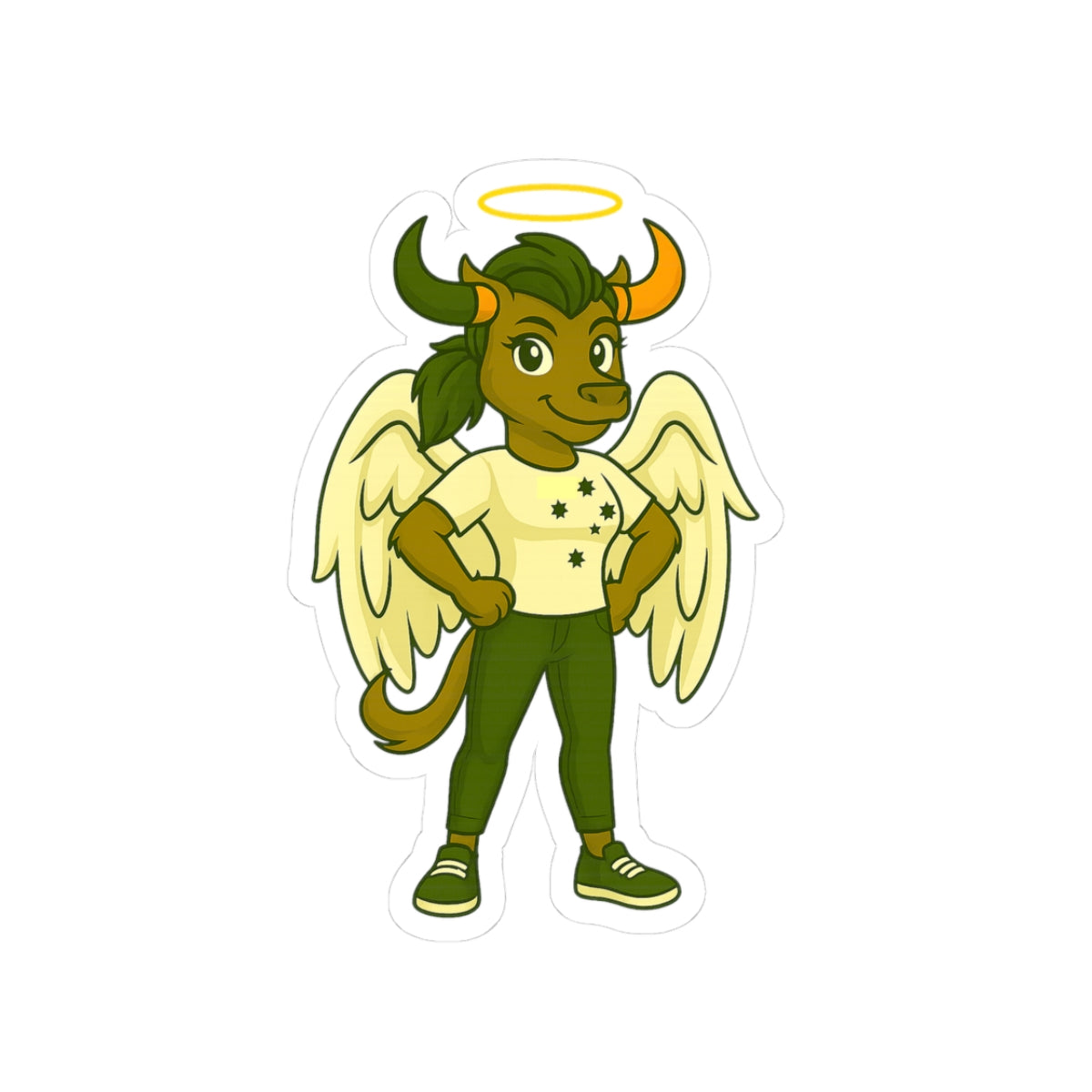 Whimsical Angelic Bull Stickers - Cute & Fun Decor