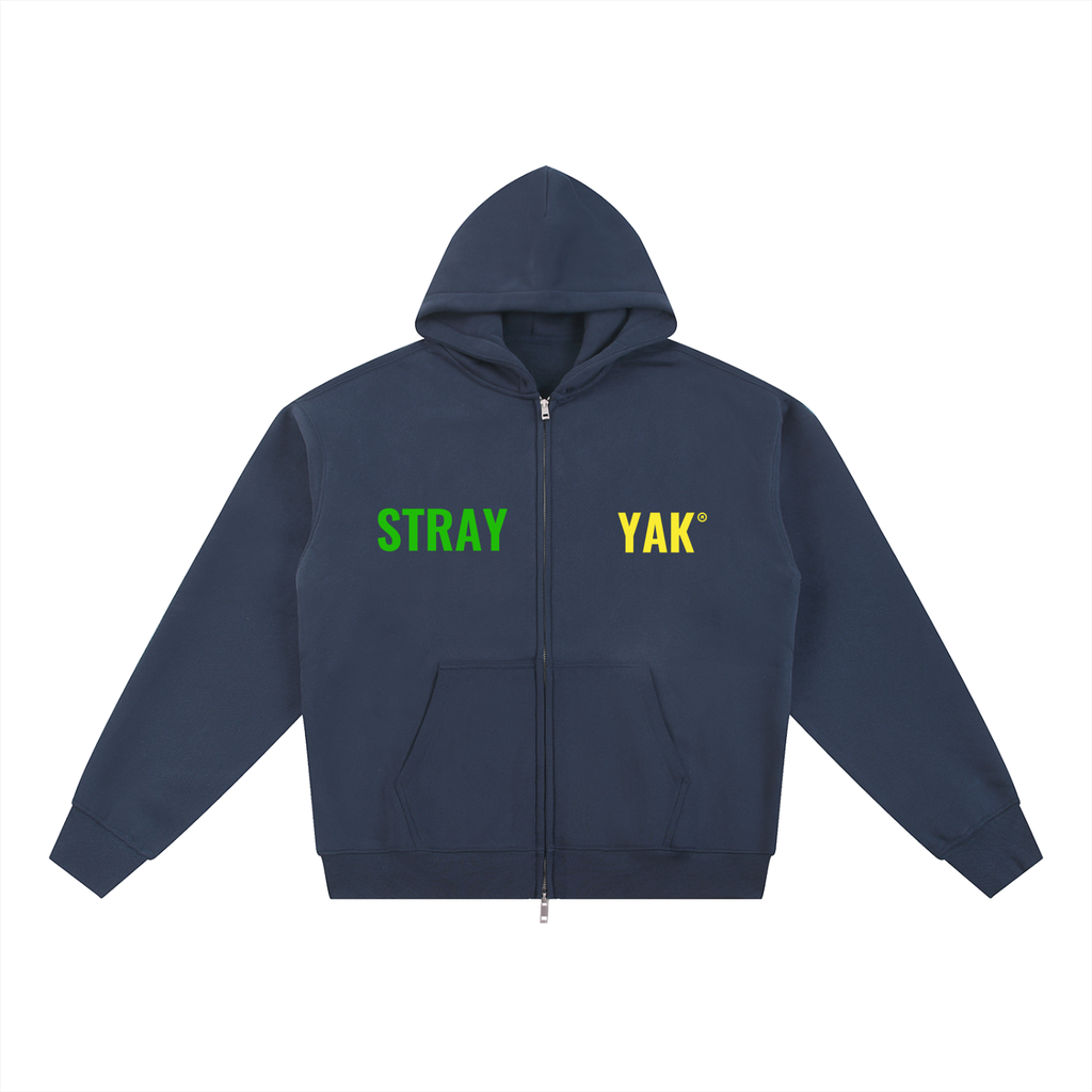 Stray Yak Double Zip-Through Essential Reverse Yeet "Ego" Fleece Hoodie